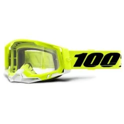 100% Racecraft 2 Crossbrille, Fluogelb-weiß, Rot-verspiegelt