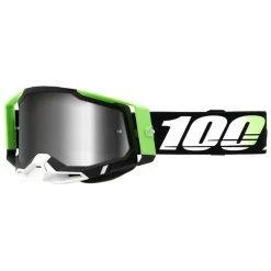 100% Racecraft 2 Kalkuta Crossbrille, Schwarz-weiß-grün, Silber-verspiegelt
