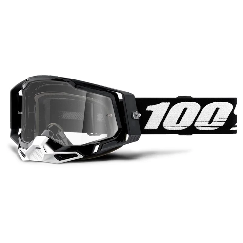 100% Racecraft 2 Crossbrille, Schwarz-weiß, Silber-verspiegelt