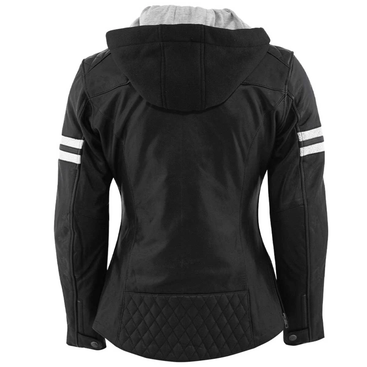 Rusty Stitches Super Joyce Hooded V2 Damen Lederjacke, Schwarz-weiß – Bild 2