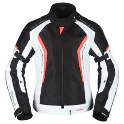 Modeka Khao Air Lady Jacke, Schwarz-hellgrau-rot