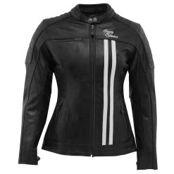 Rusty Stitches Damen Lederjacke Alice, Schwarz-weiß