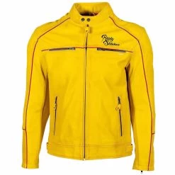 Rusty Stitches Chase Lederjacke, Gelb-schwarz