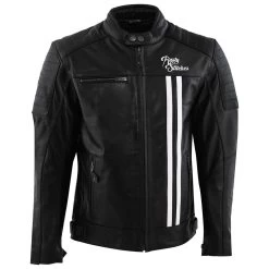 Rusty Stitches Cooper Lederjacke, Schwarz-weiß